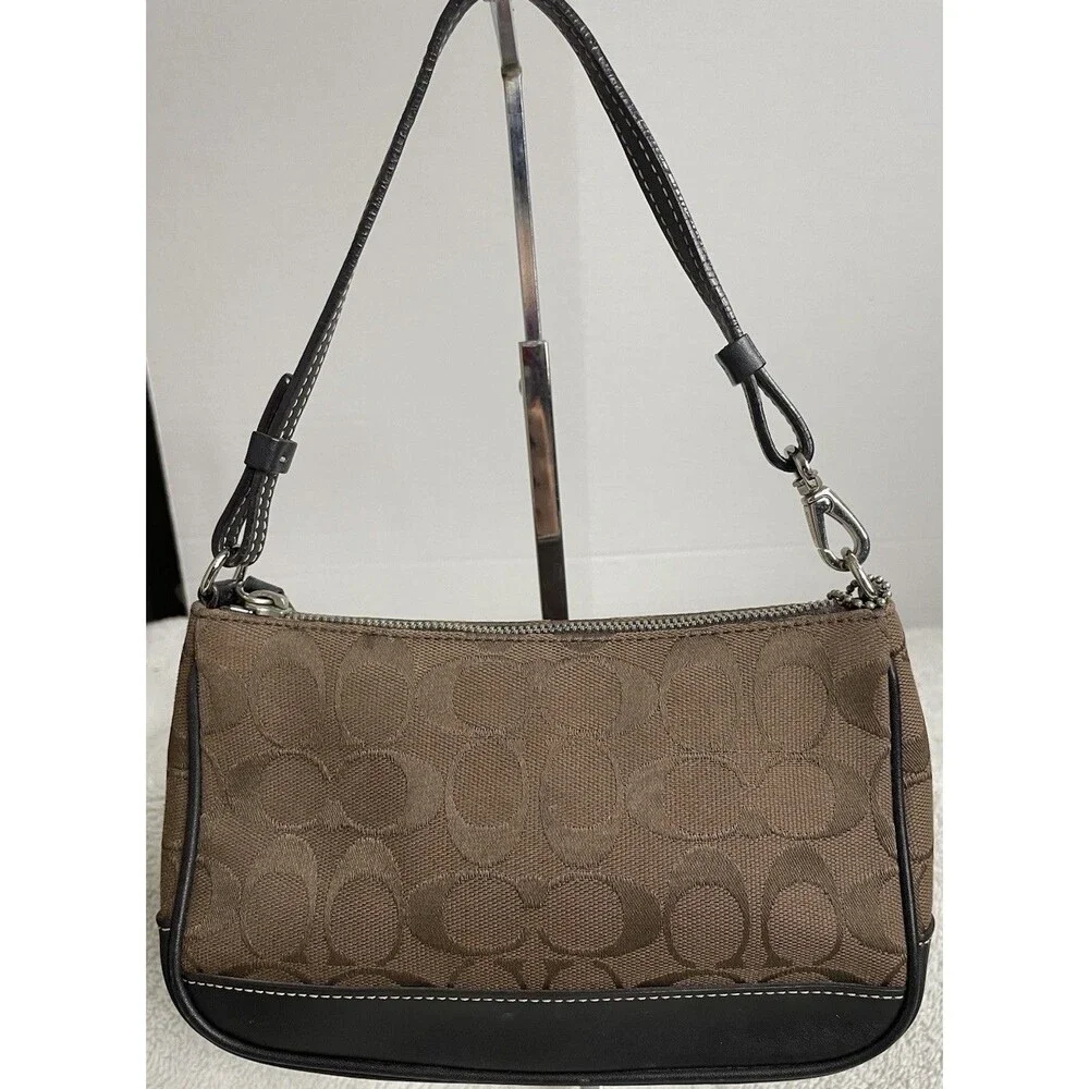 COACH 6094  Shoulder Bag Handbag  Chocolate/Dark Brown Signature EUC